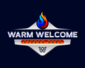 Heating Cooling Flame logo design