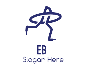 Running - Blue Shoelace Orbit logo design