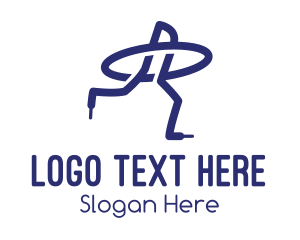 Shoe - Blue Shoelace Orbit logo design