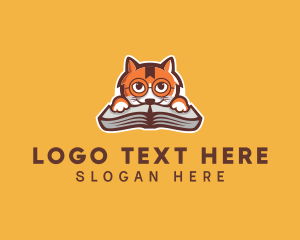 Study - Cat Book Learning logo design