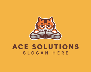 Cat Book Learning logo design