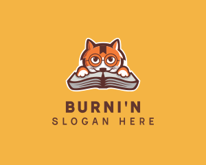 Cat Book Learning logo design