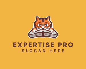 Cat Book Learning logo design