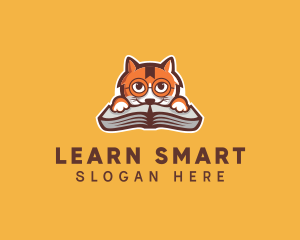 Studying - Cat Book Learning logo design