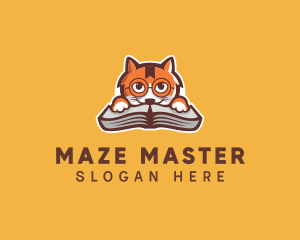 Cat Book Learning logo design