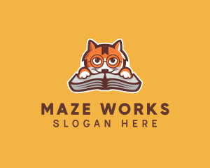 Cat Book Learning logo design