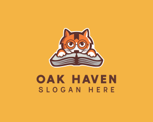 Cat Book Learning logo design