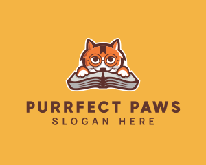 Cat - Cat Book Learning logo design