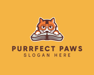 Cat Book Learning logo design