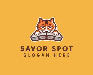 Cat Book Learning logo design