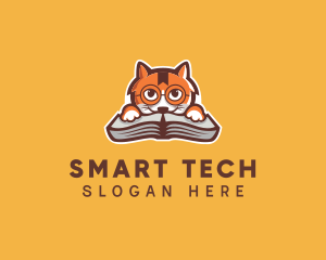 Smart - Cat Book Learning logo design