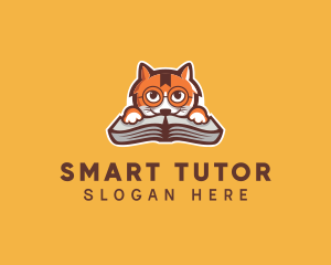 Tutor - Cat Book Learning logo design