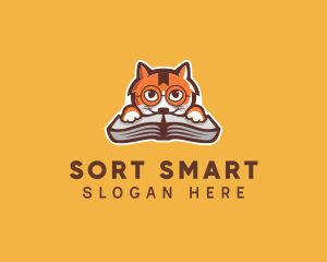 Cat Book Learning logo design