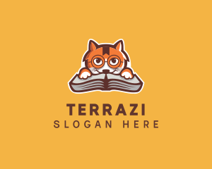 Cat Book Learning logo design