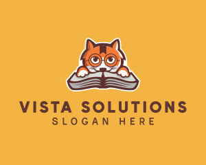 Cat Book Learning logo design