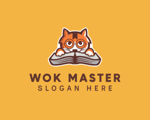 Cat Book Learning logo design