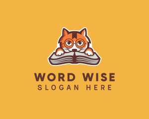 Book - Cat Book Learning logo design