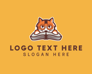 Reading - Cat Book Learning logo design