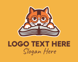 Student - Cat Book Learning logo design