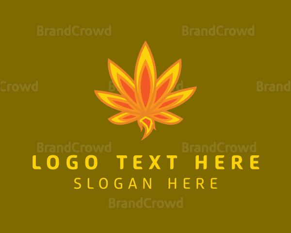 Marijuana Leaf Flame Logo