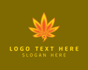 Weed - Marijuana Leaf Flame logo design