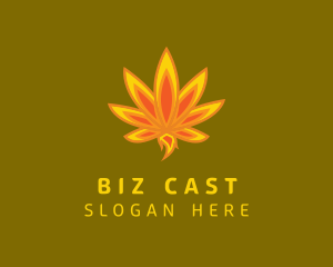 Hot - Marijuana Leaf Flame logo design