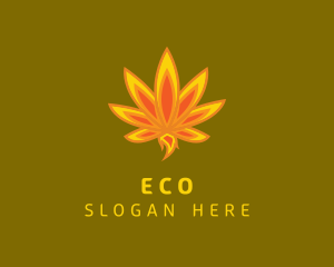 Marijuana Leaf Flame  logo design