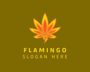 Burning - Marijuana Leaf Flame logo design