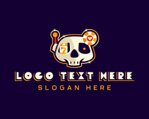 Slot Machine - Skull Casino Gambling logo design