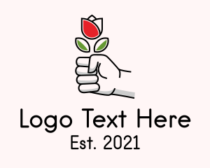 Plant - Rose Flower Hand logo design