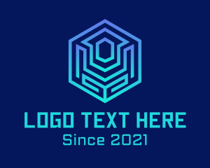 Maze - Digital Maze Hexagon logo design