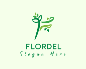 Plant Leaf Letter F logo design