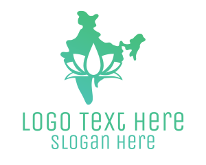 Negative Space - Green Indian Lotus logo design