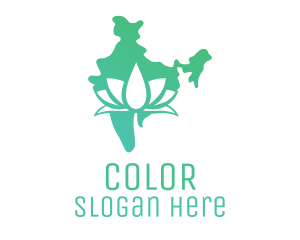 Yoga - Green Indian Lotus logo design
