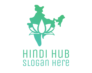 Hindi - Green Indian Lotus logo design