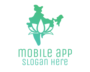 Yoga - Green Indian Lotus logo design