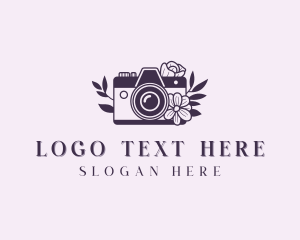 Vlog - Floral Camera Photographer logo design