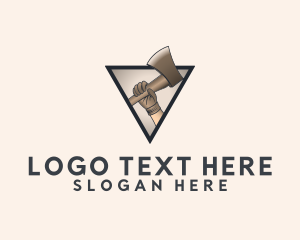 Woodcutter - Brown Logging Axe logo design