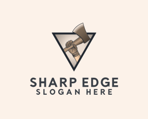 Brown Logging Axe logo design