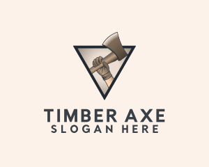 Brown Logging Axe logo design