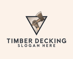 Brown Logging Axe logo design