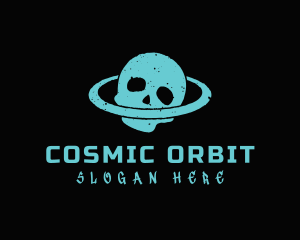 Grainy Skull Orbit logo design