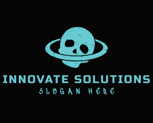 Start Up - Grainy Skull Orbit logo design