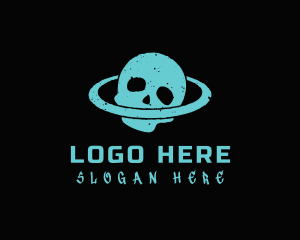 Grainy Skull Orbit logo design