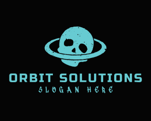 Grainy Skull Orbit logo design