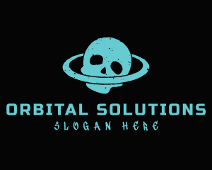 Grainy Skull Orbit logo design