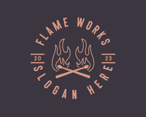 Flame - Flaming Match Stick logo design