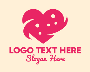 Romantic - Pink Heart Dots logo design