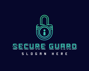 Digital Security Padlock logo design