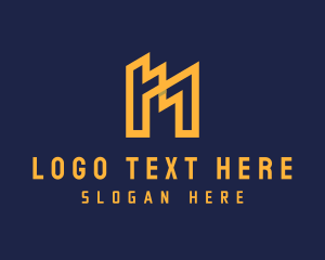 Yellow - Power Tech Letter M logo design